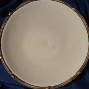 Ceramic dinner plate with bamboo-style rim by Clay Art Set Of 2